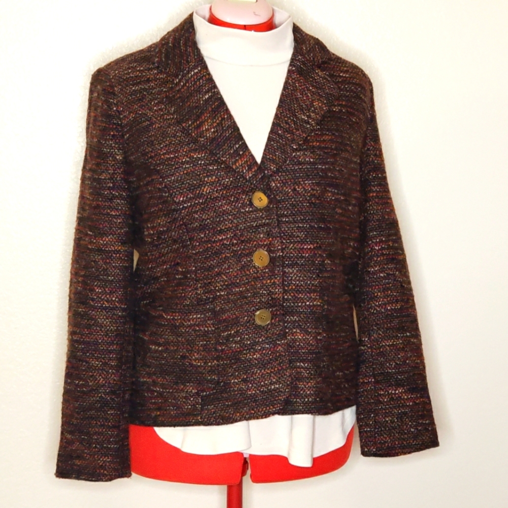 Monroe & Main Brown Tweed Wool Blend Blazer